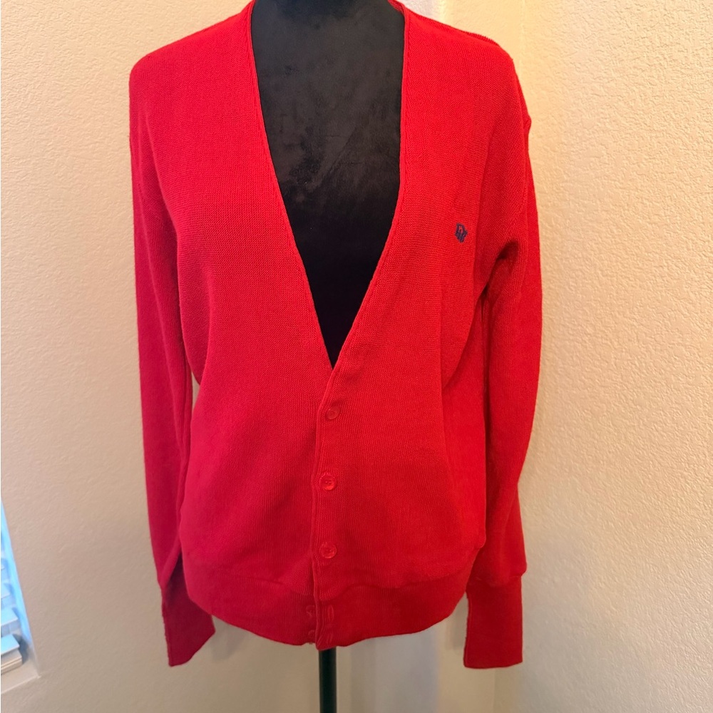 Vintage Christian Dior Red Cardigan V neck Large